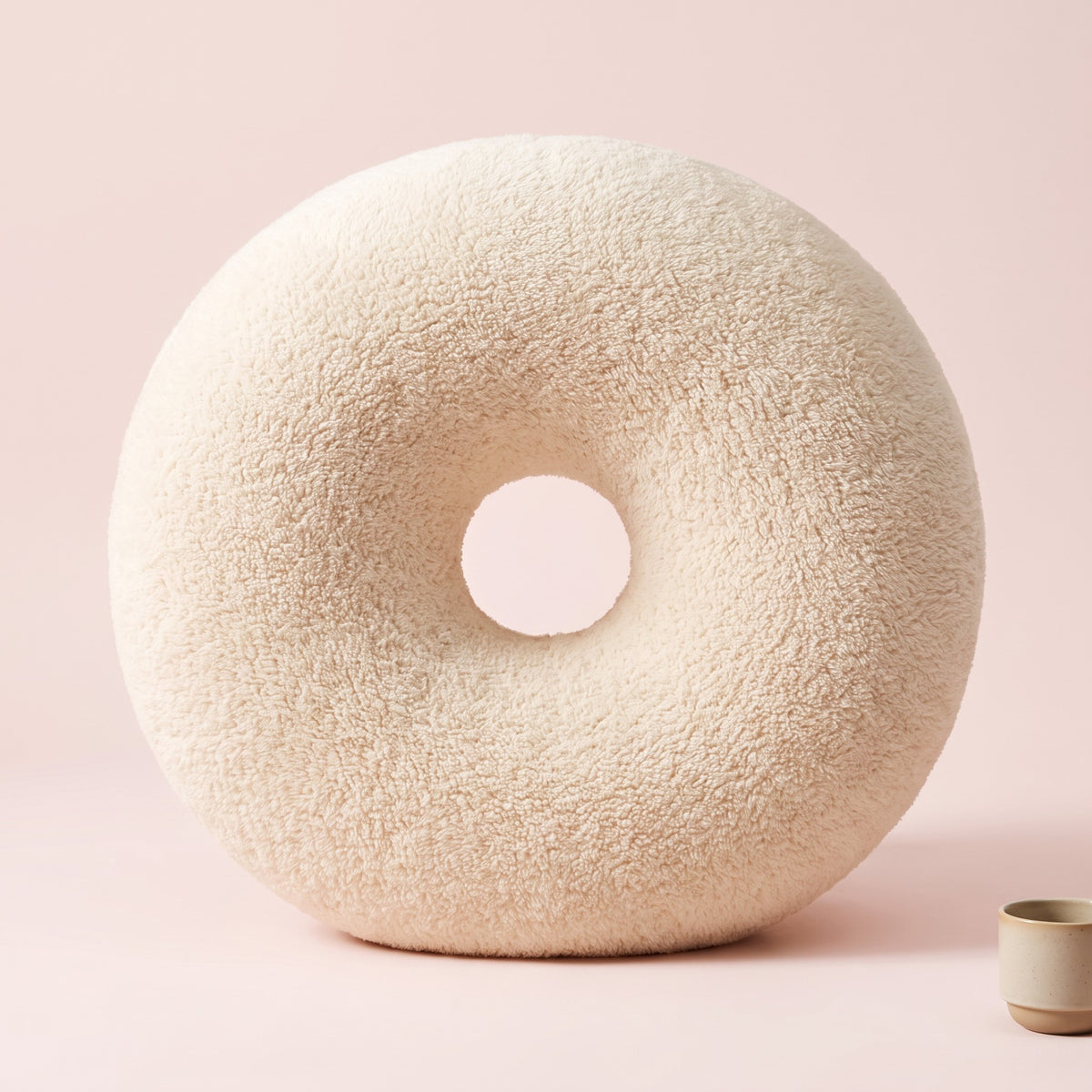 Snugglet Donut Buddy in Cream Donut, plush back cushion for an office chair or couch