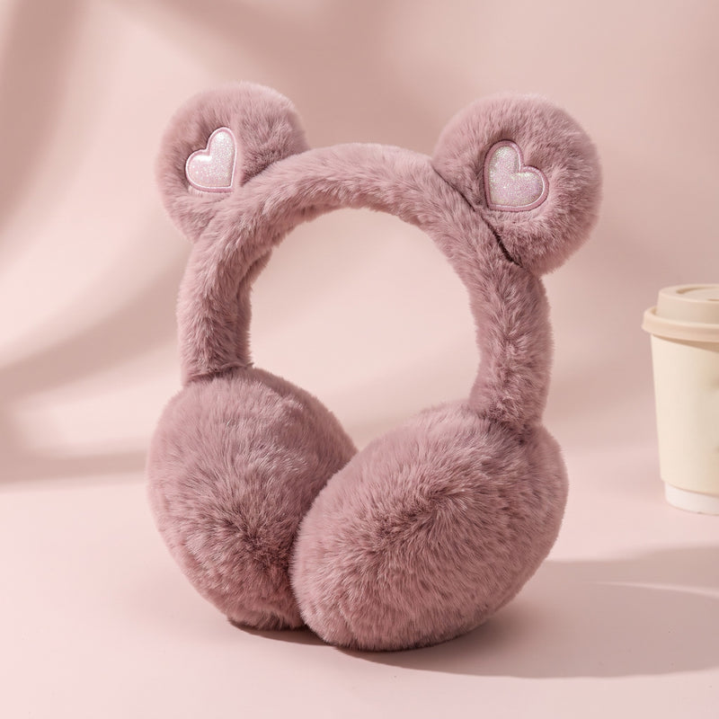 Snugglet Bear Muffs in Dusty Rose, plush bear-ear earmuffs