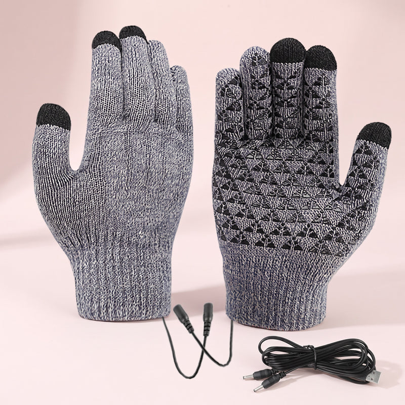 Snugglet Warm Keys in Gray, USB heated touchscreen knit gloves