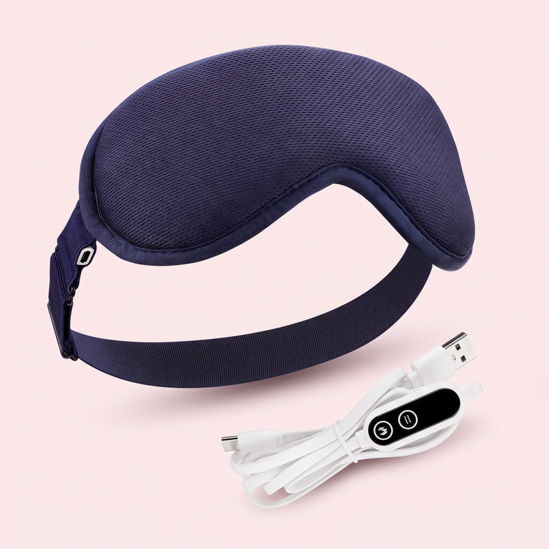 Snugglet Dusk Mask Pro in navy, USB heated eye mask with vibration massage