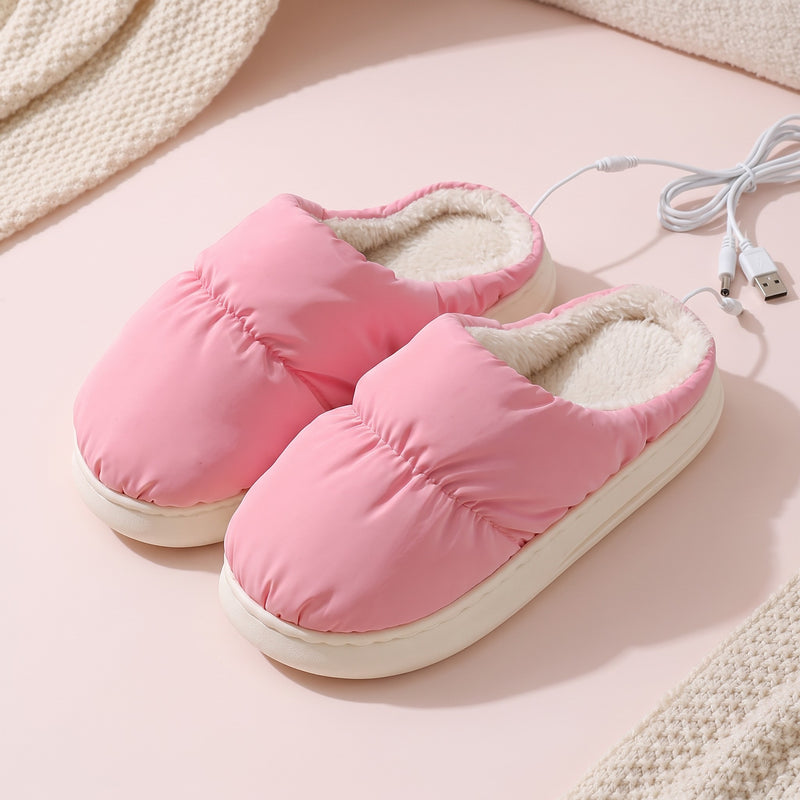 Snugglet Toasty Toes in Pink, USB heated puffy slippers