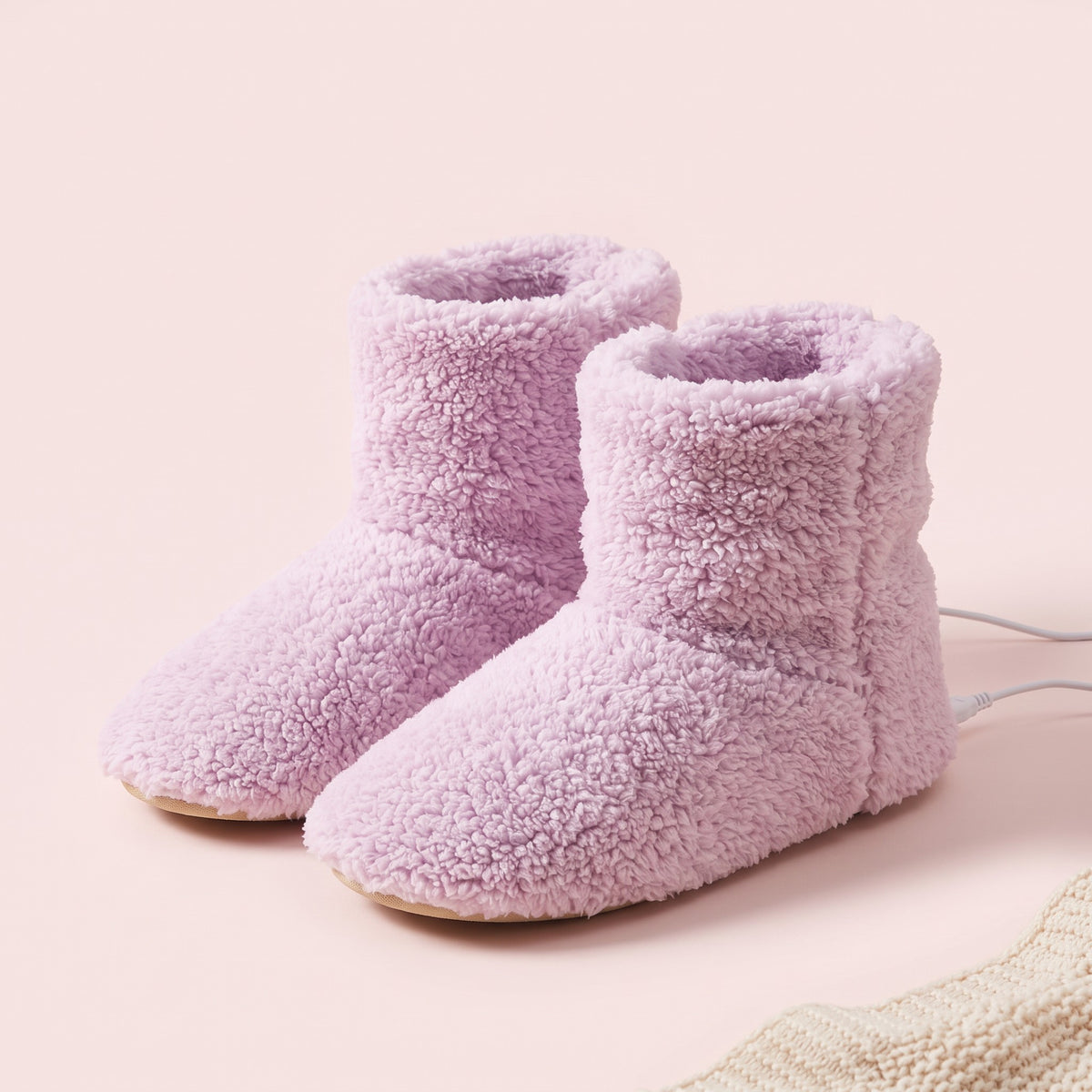 Snugglet Toe Toasters in Pink, USB heated plush ankle booties