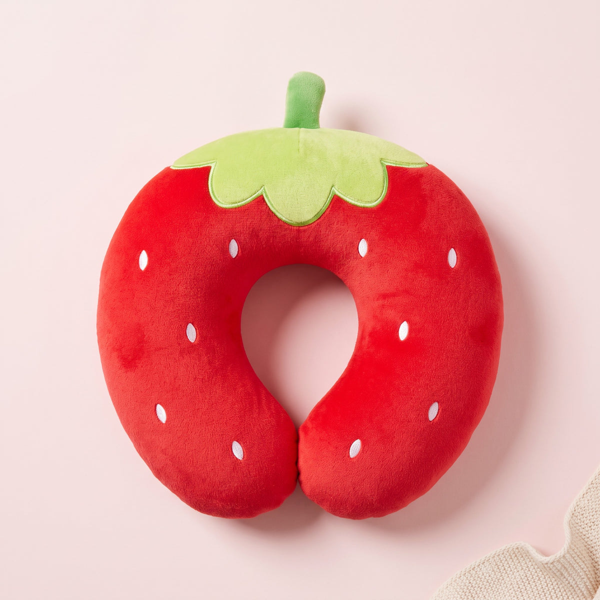 Snugglet Snooze Ring in Strawberry, plush U-shaped animal neck pillow