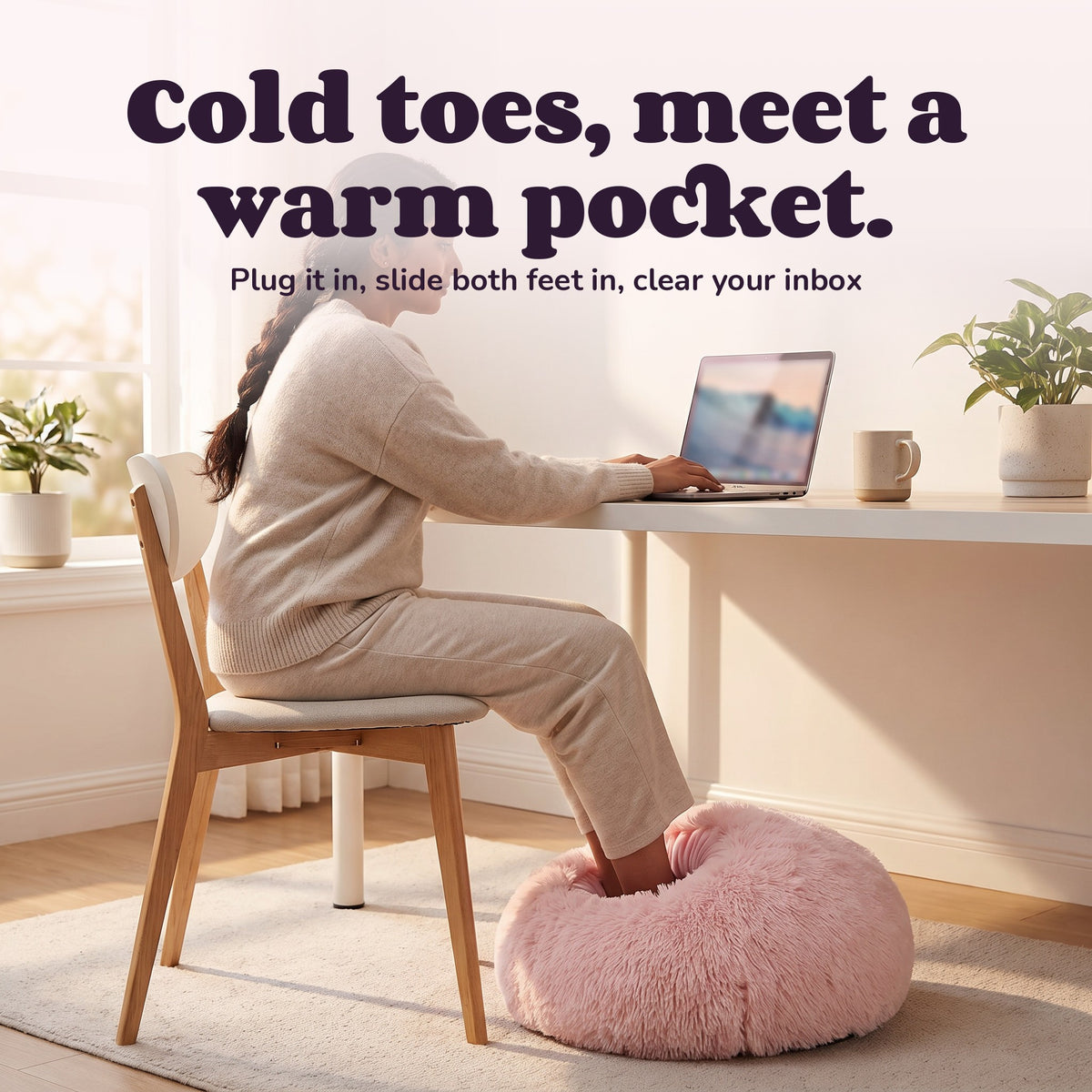 Woman using the Snugglet Kitty Toes – Cold toes, meet a warm pocket.