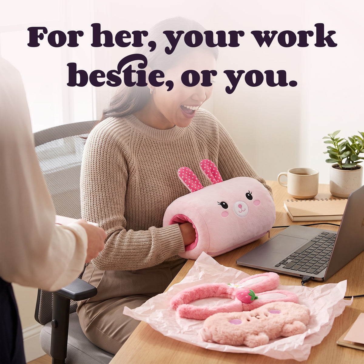 Woman using the The Work Bestie Box – For her, your work bestie, or you.