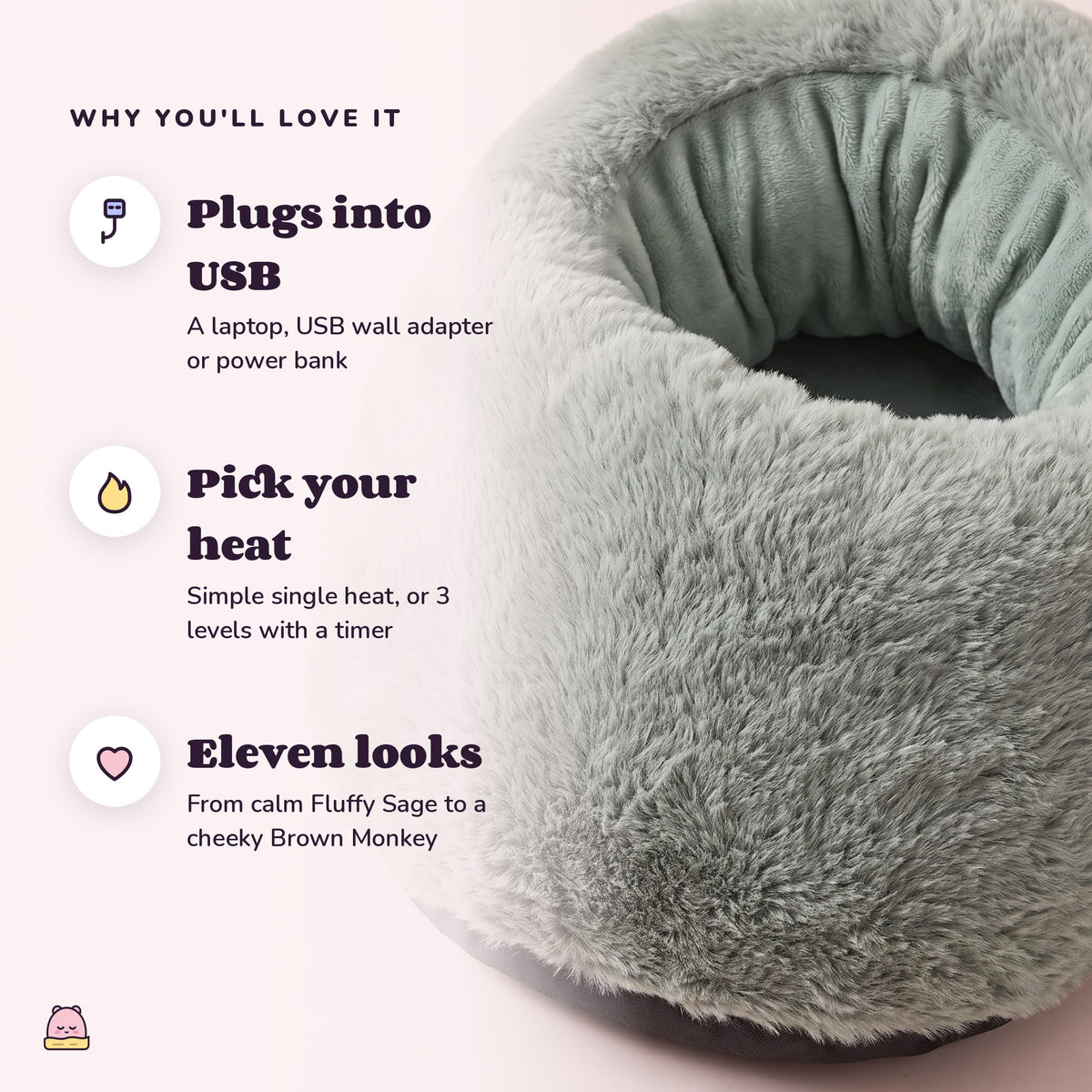 Snugglet Kitty Toes: Plugs into USB; Pick your heat; Eleven looks