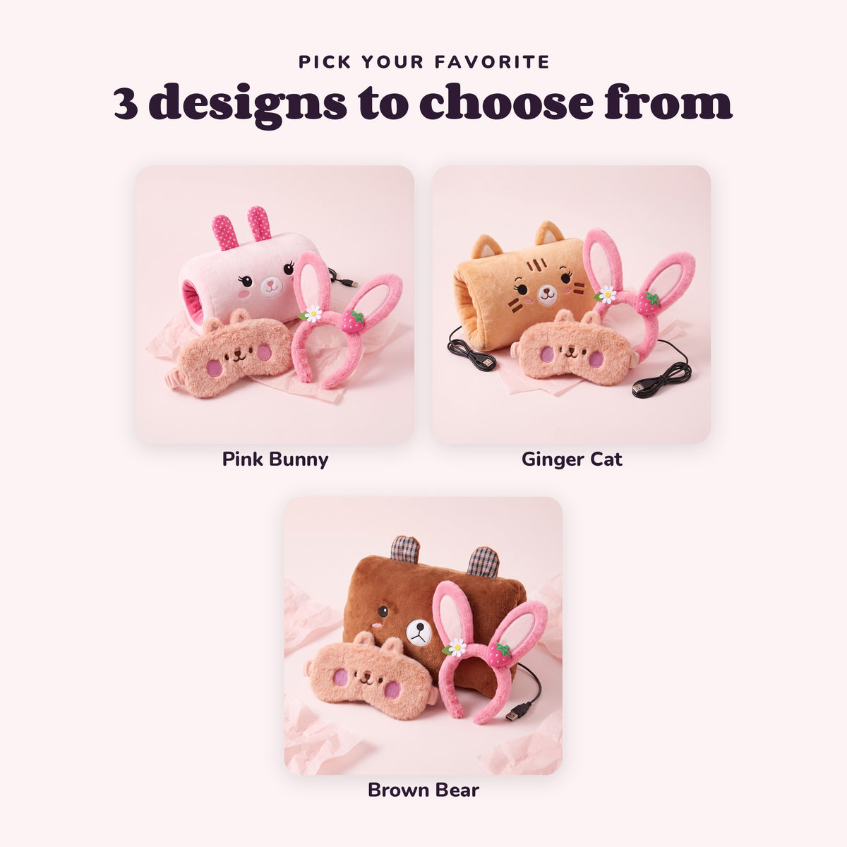 The Work Bestie Box with a Pink Bunny, Ginger Cat or Brown Bear Nap Buddy