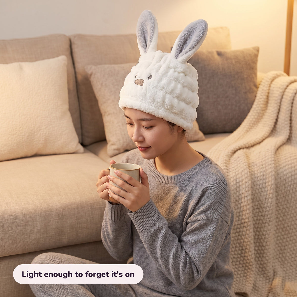 Snugglet Hair Hug in use – Light enough to forget it's on