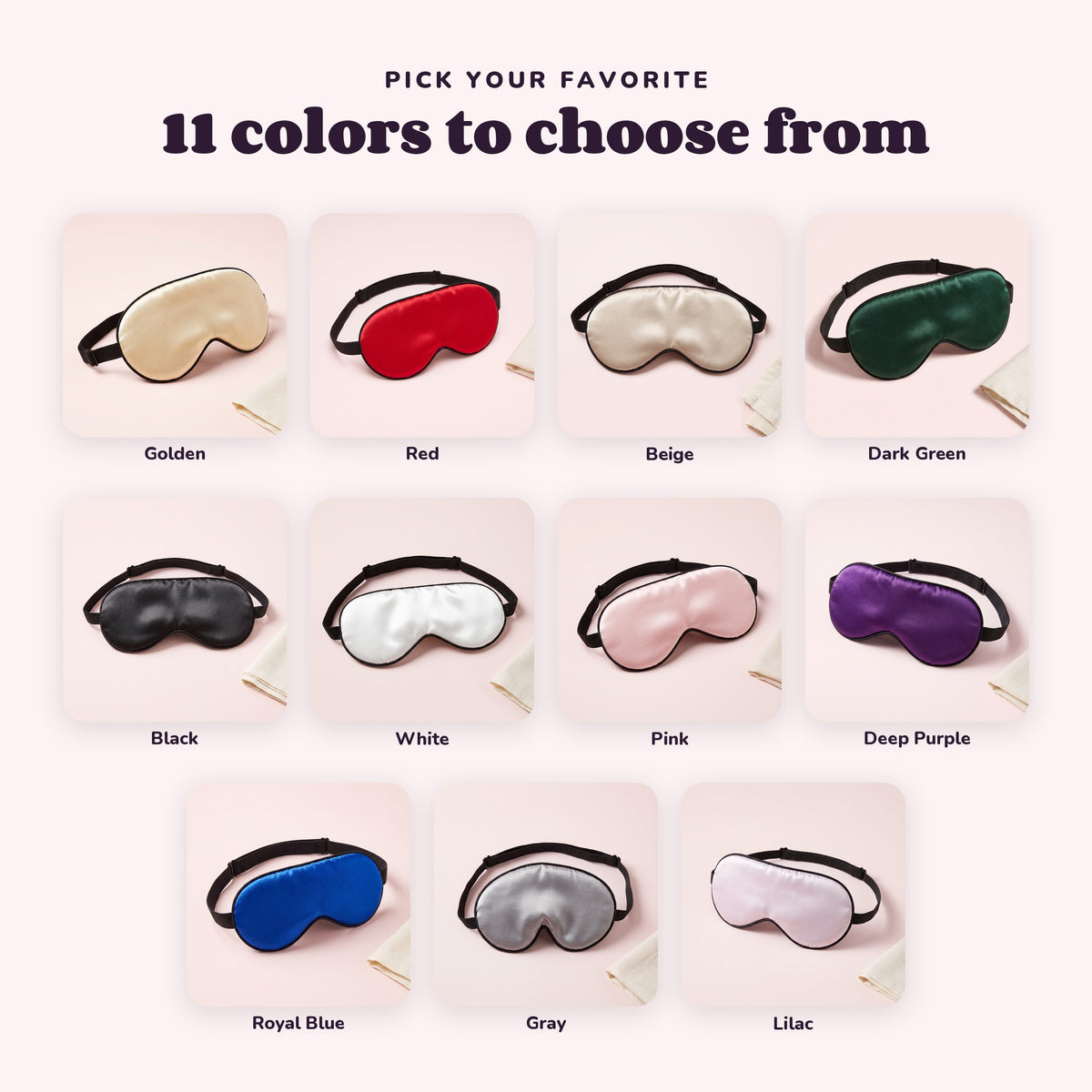 Snugglet Silky Mask in all 11 colors