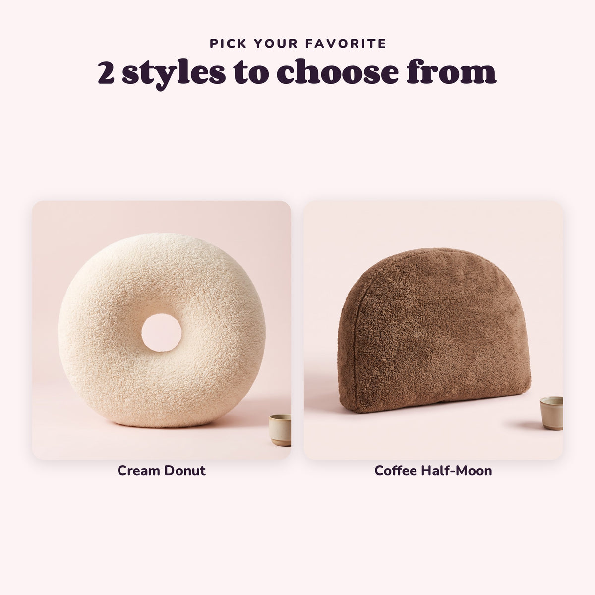 Snugglet Donut Buddy in all 2 options: Cream Donut, Coffee Half-Moon