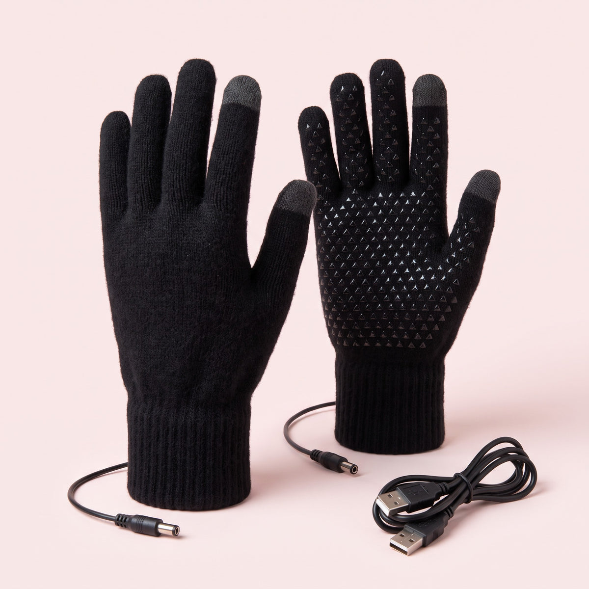 Snugglet Warm Keys in Black, USB heated touchscreen knit gloves