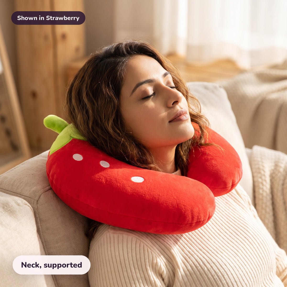 Snugglet Snooze Ring in Strawberry: Neck, supported