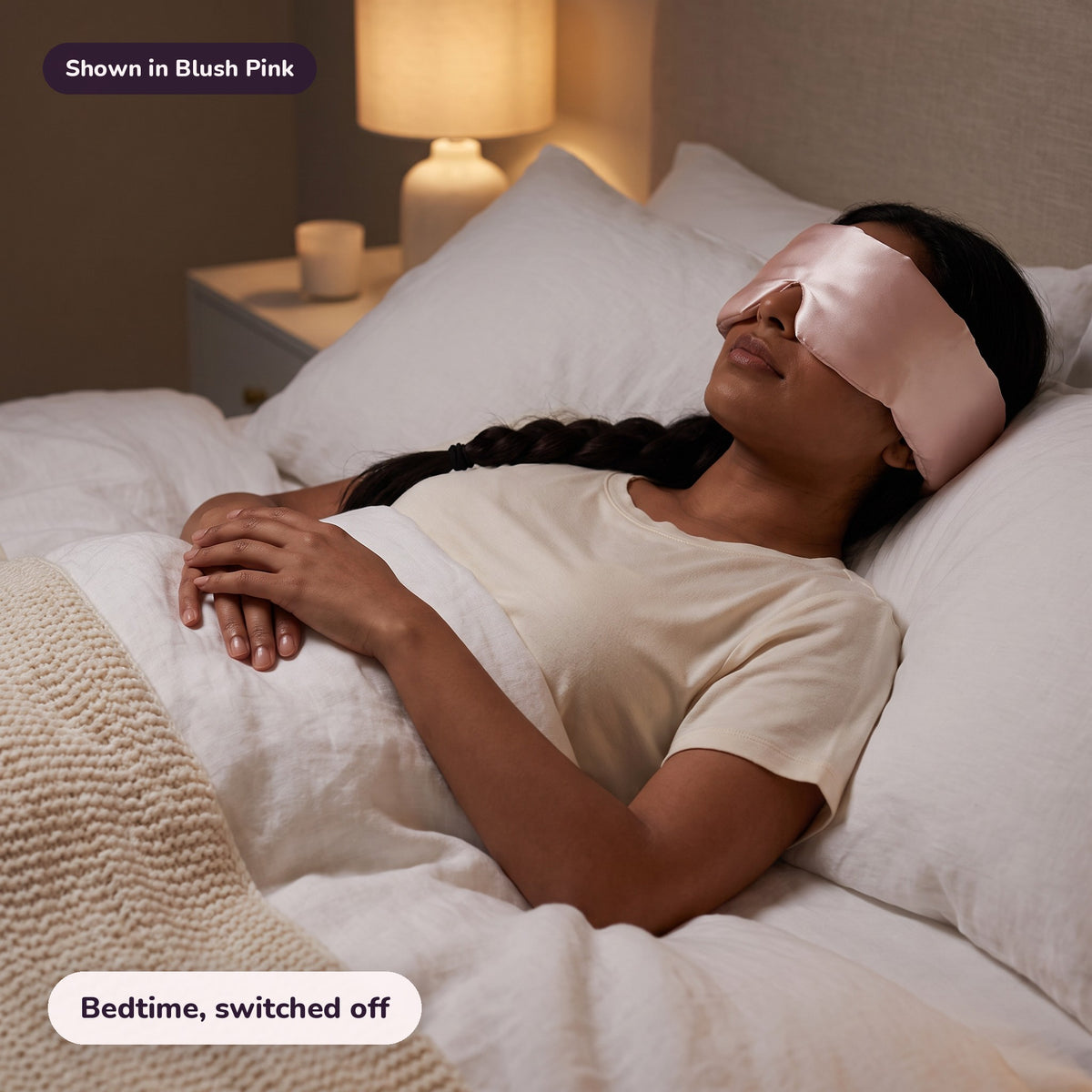 Snugglet Hush Mask in Blush Pink: Bedtime, switched off