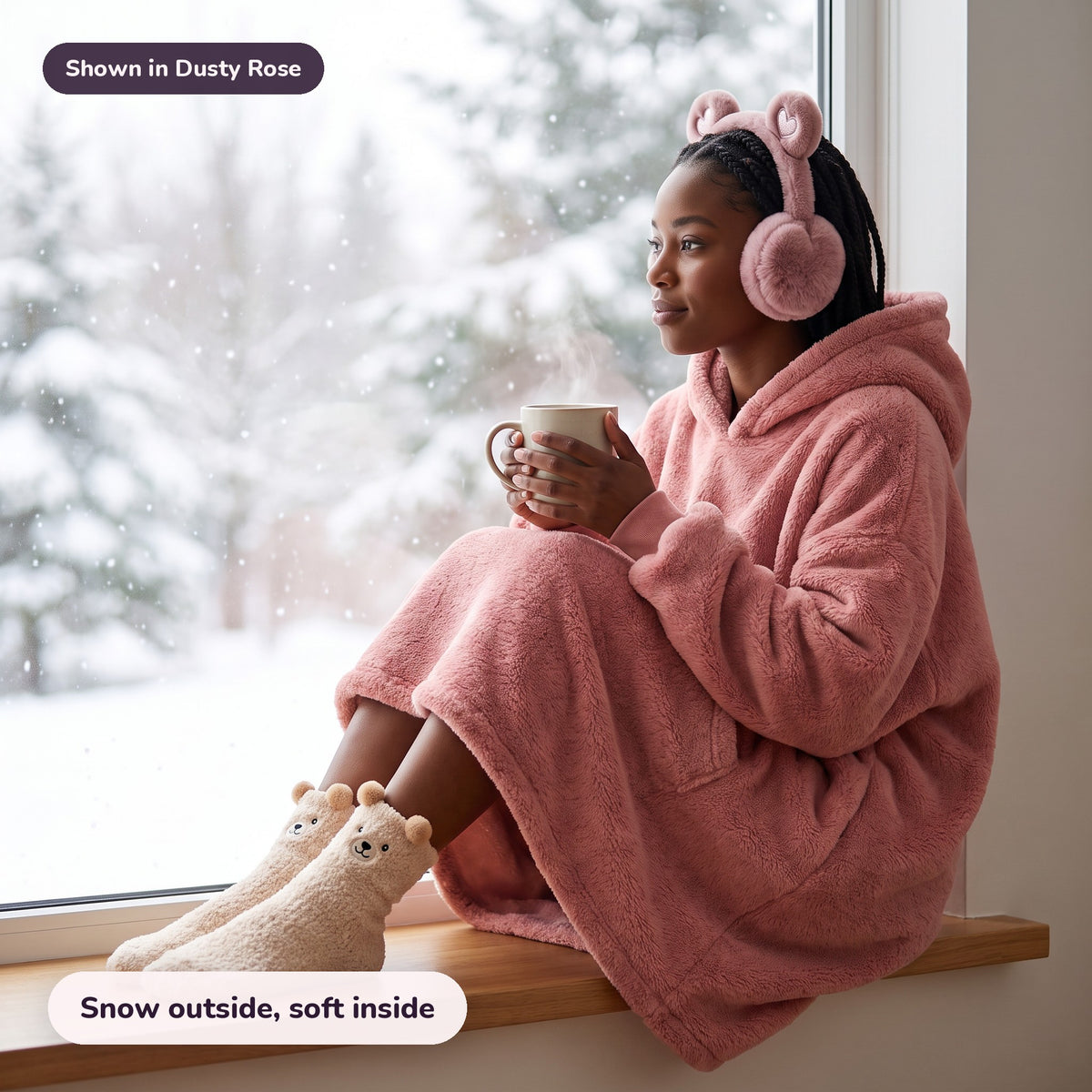 The Snow Day Kit in Dusty Rose: Snow outside, soft inside
