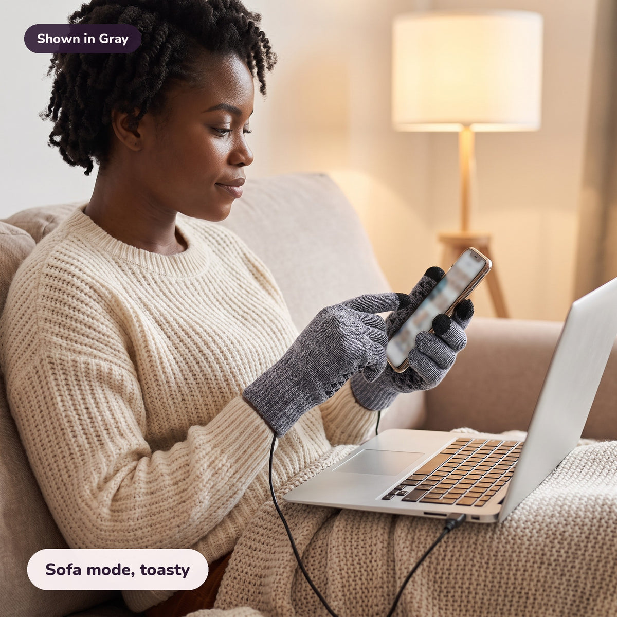 Snugglet Warm Keys in Gray: Sofa mode, toasty