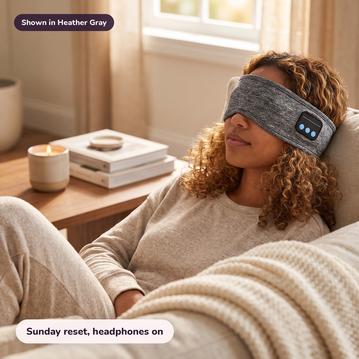Snugglet Dreamband in Heather Gray: Sunday reset, headphones on