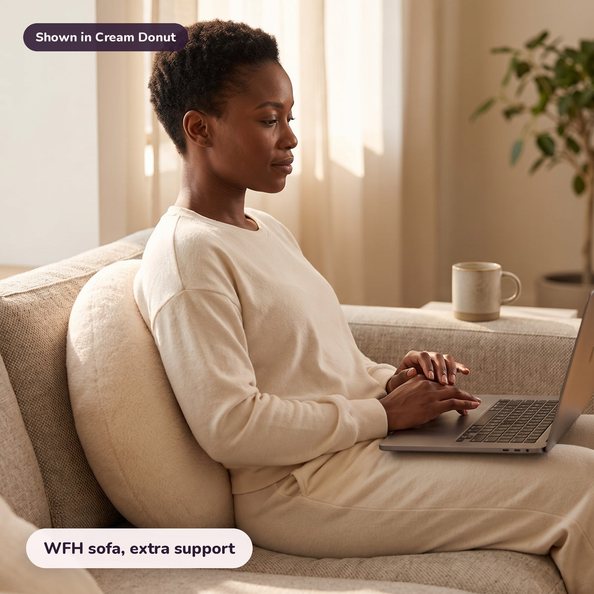 Snugglet Donut Buddy in Cream Donut: WFH sofa, extra support