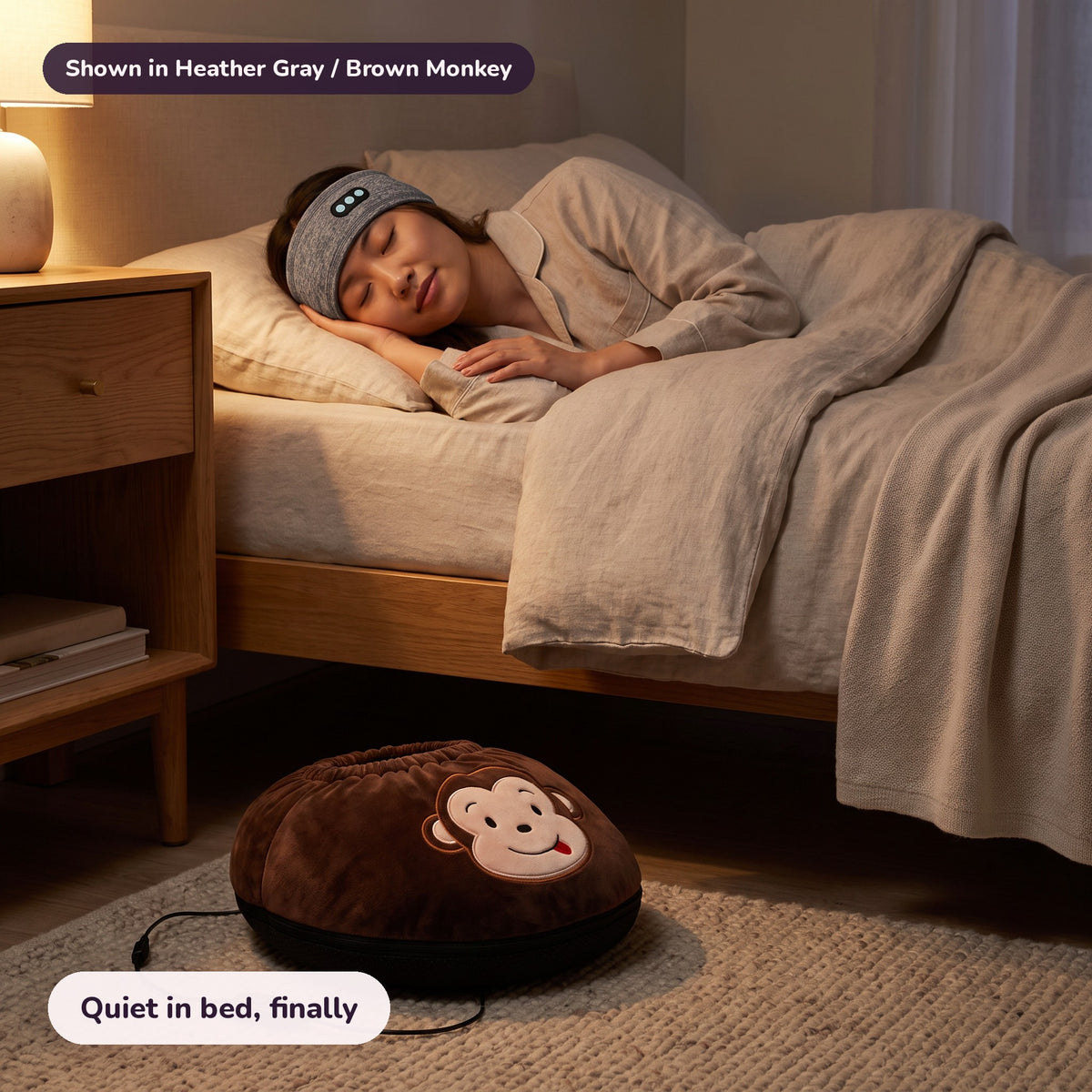 The Long Day Kit in Heather Gray / Brown Monkey: Quiet in bed, finally