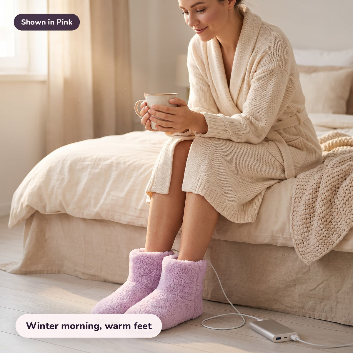 Snugglet Toe Toasters in Pink: Winter morning, warm feet