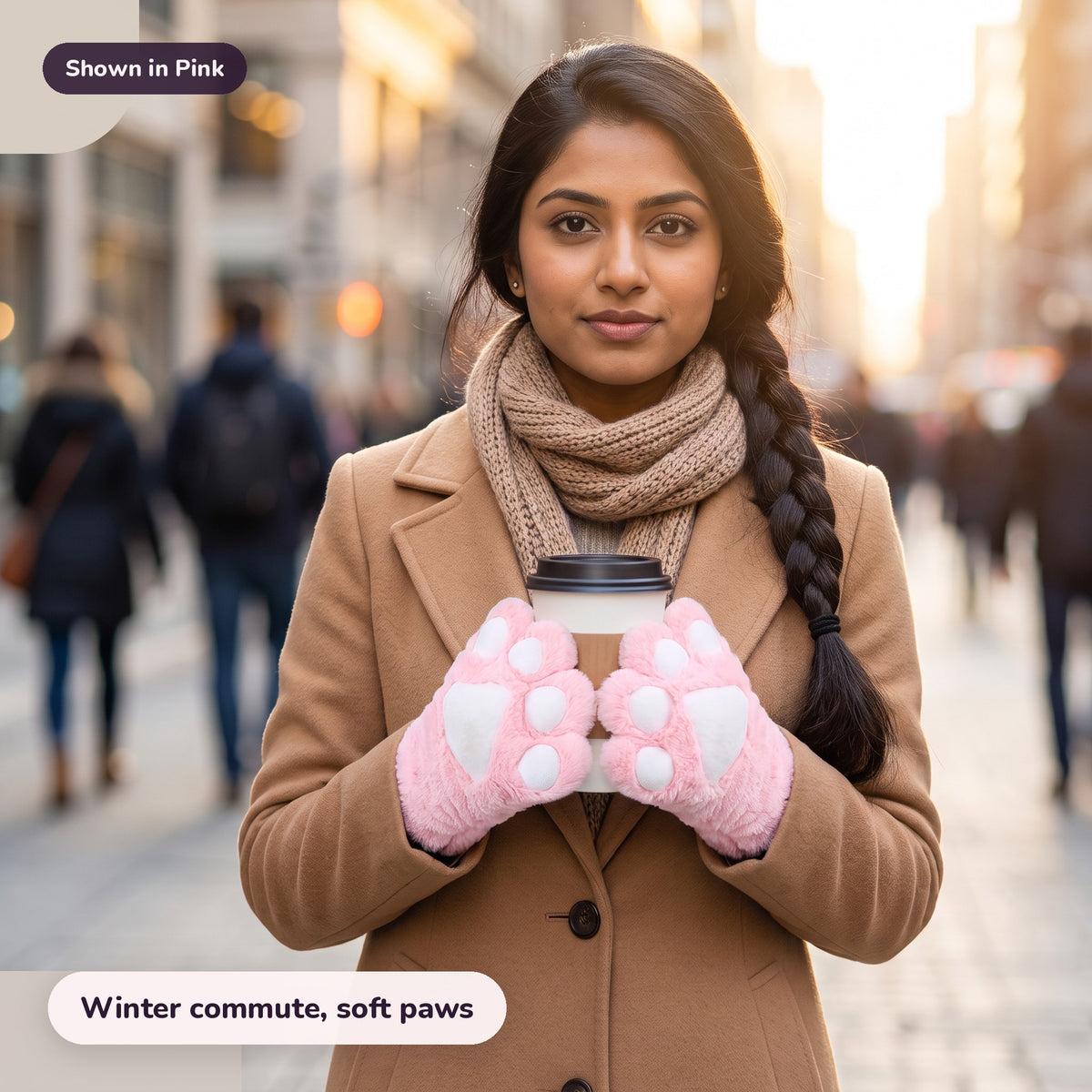 Snugglet Paw Gloves in Pink: Winter commute, soft paws