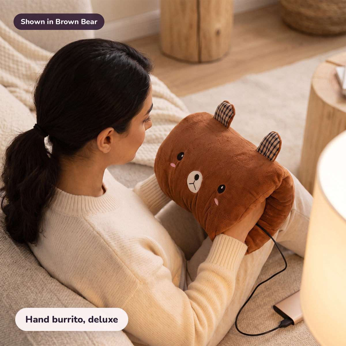 Snugglet Nap Buddy in Brown Bear: Hand burrito, deluxe