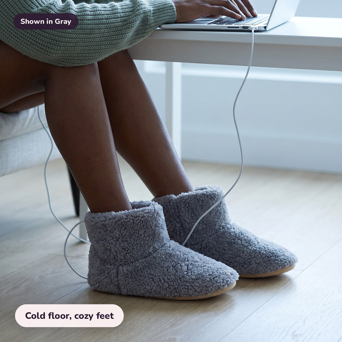 Snugglet Toe Toasters in Gray: Cold floor, cozy feet