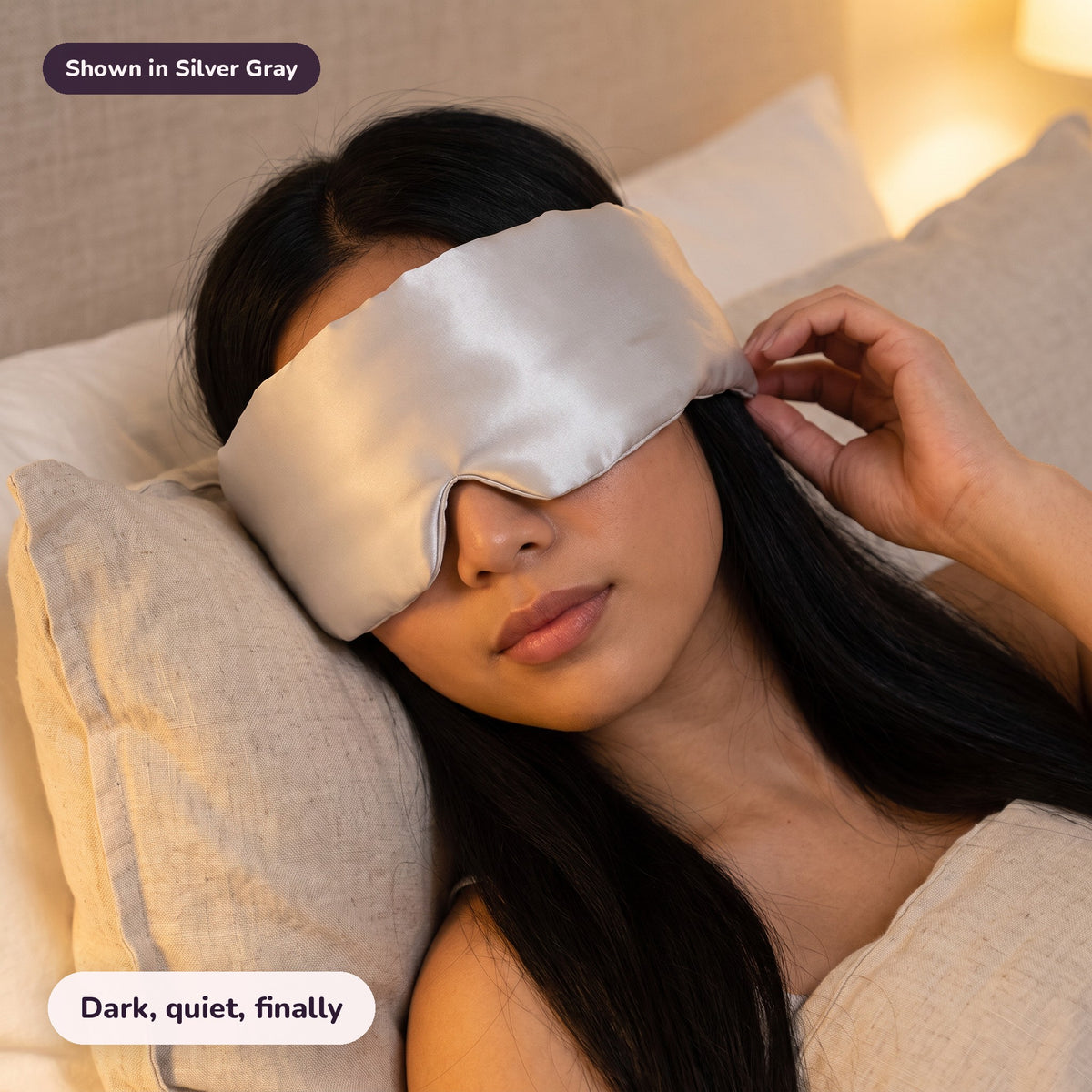 Snugglet Hush Mask in Silver Gray: Dark, quiet, finally