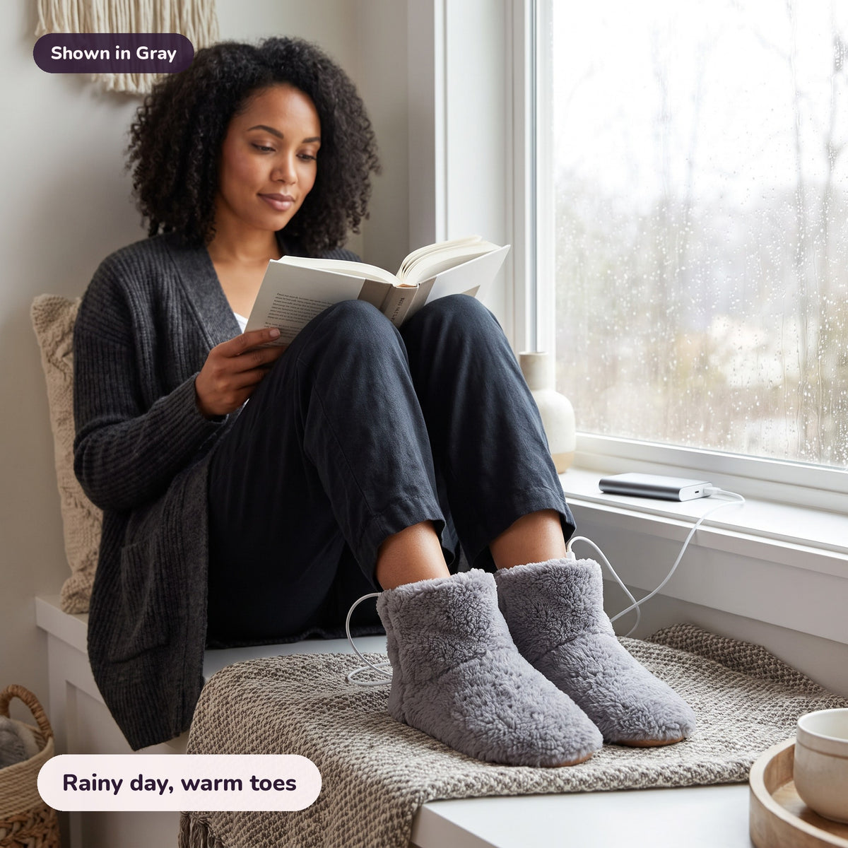 Snugglet Toe Toasters in Gray: Rainy day, warm toes