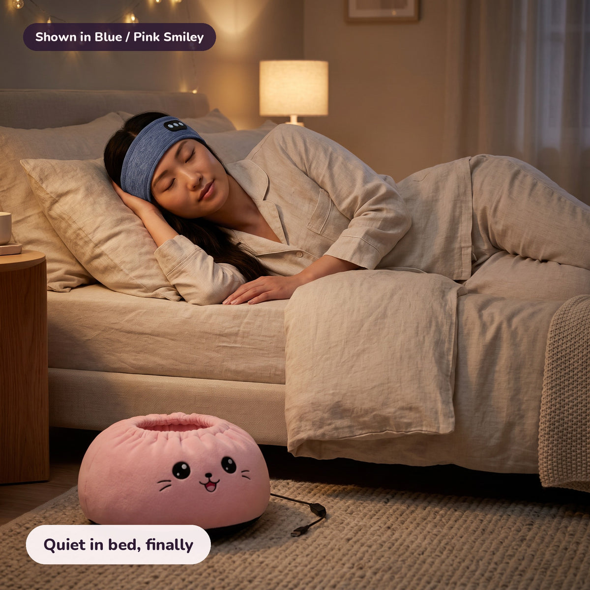 The Long Day Kit in Blue / Pink Smiley: Quiet in bed, finally