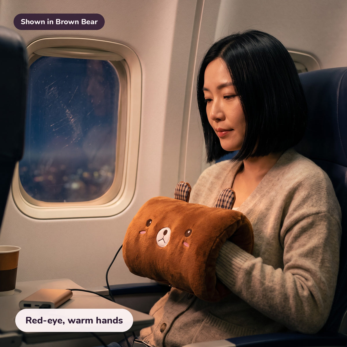 Snugglet Nap Buddy in Brown Bear: Red-eye, warm hands
