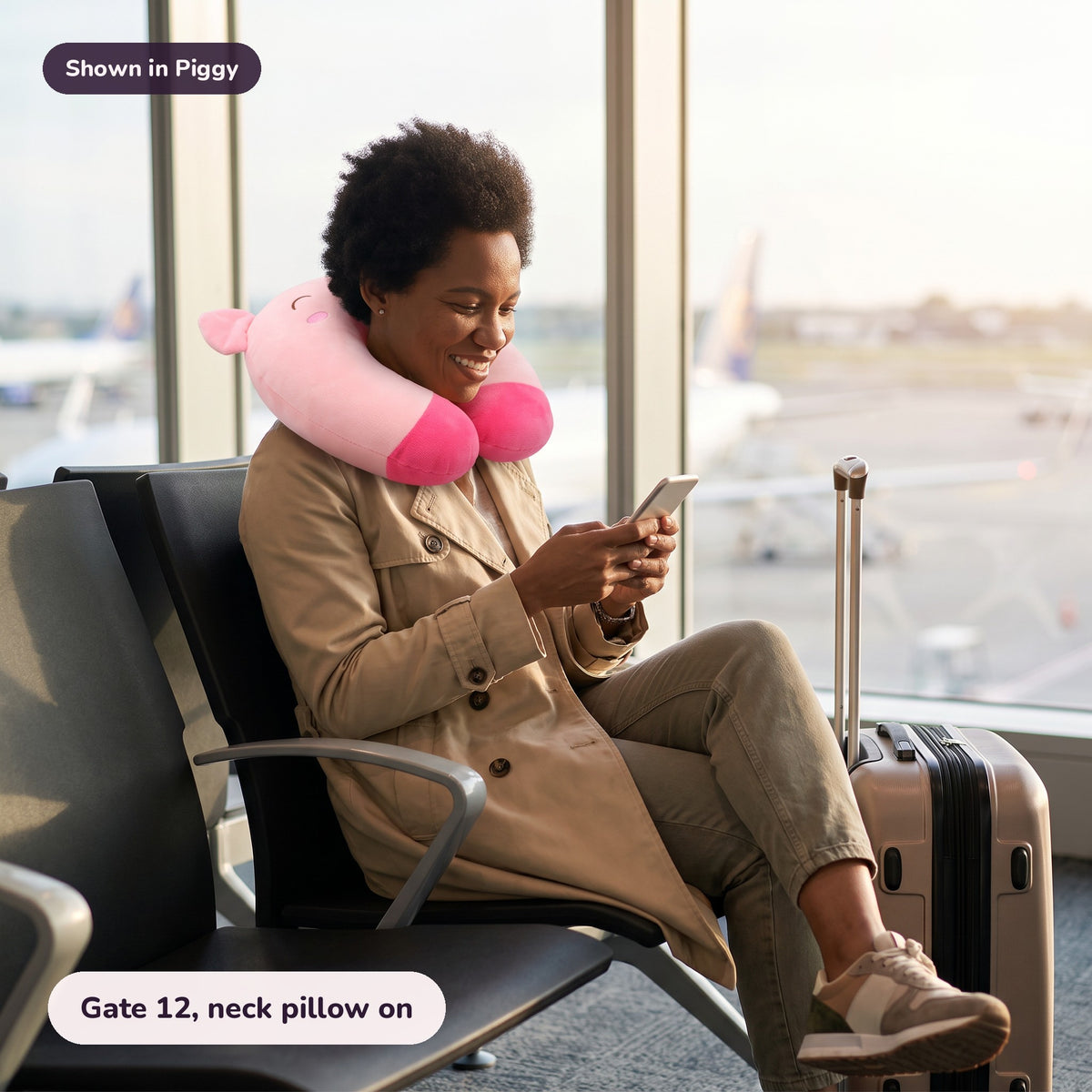 Snugglet Snooze Ring in Piggy: Gate 12, neck pillow on
