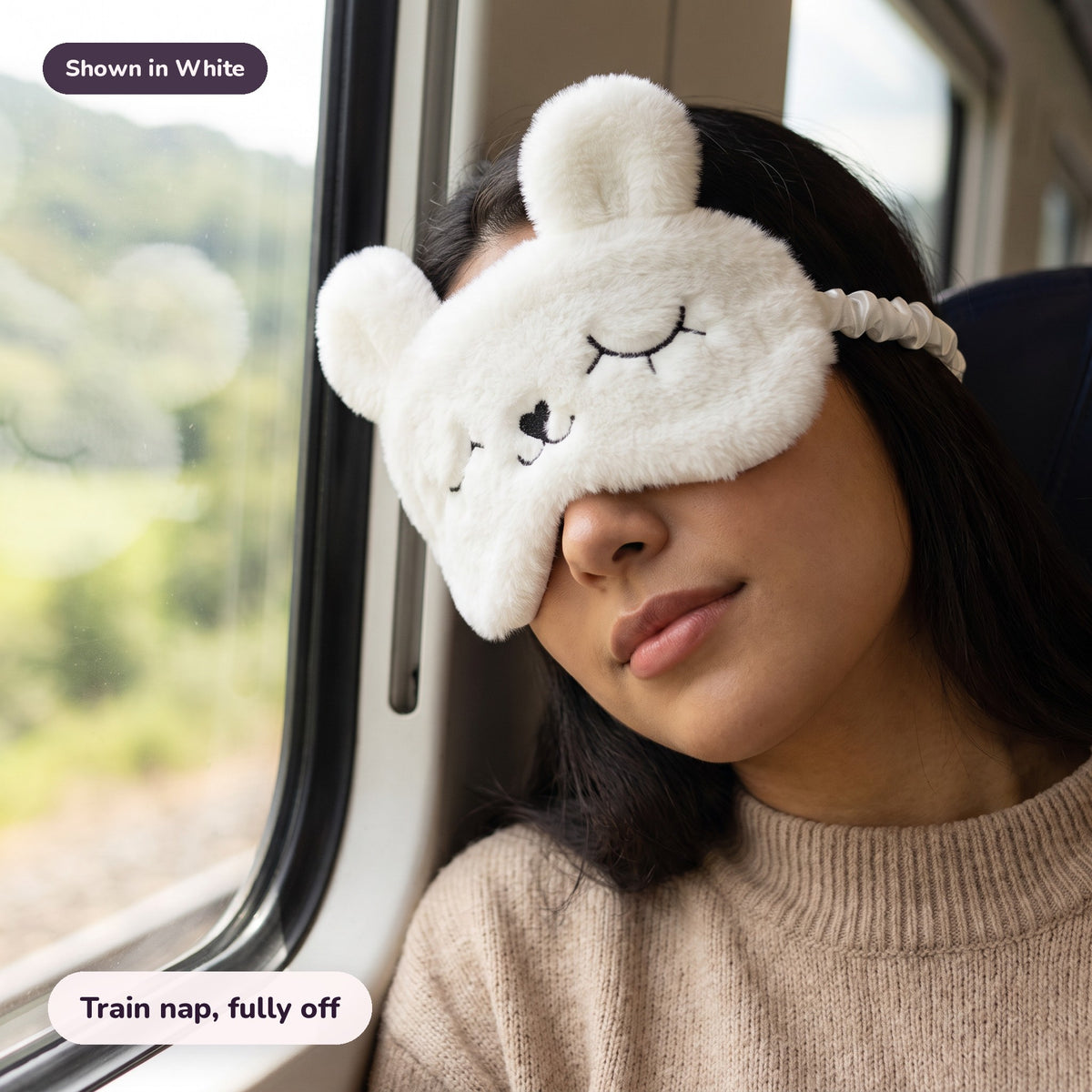 Snugglet Nap Bunny in White: Train nap, fully off