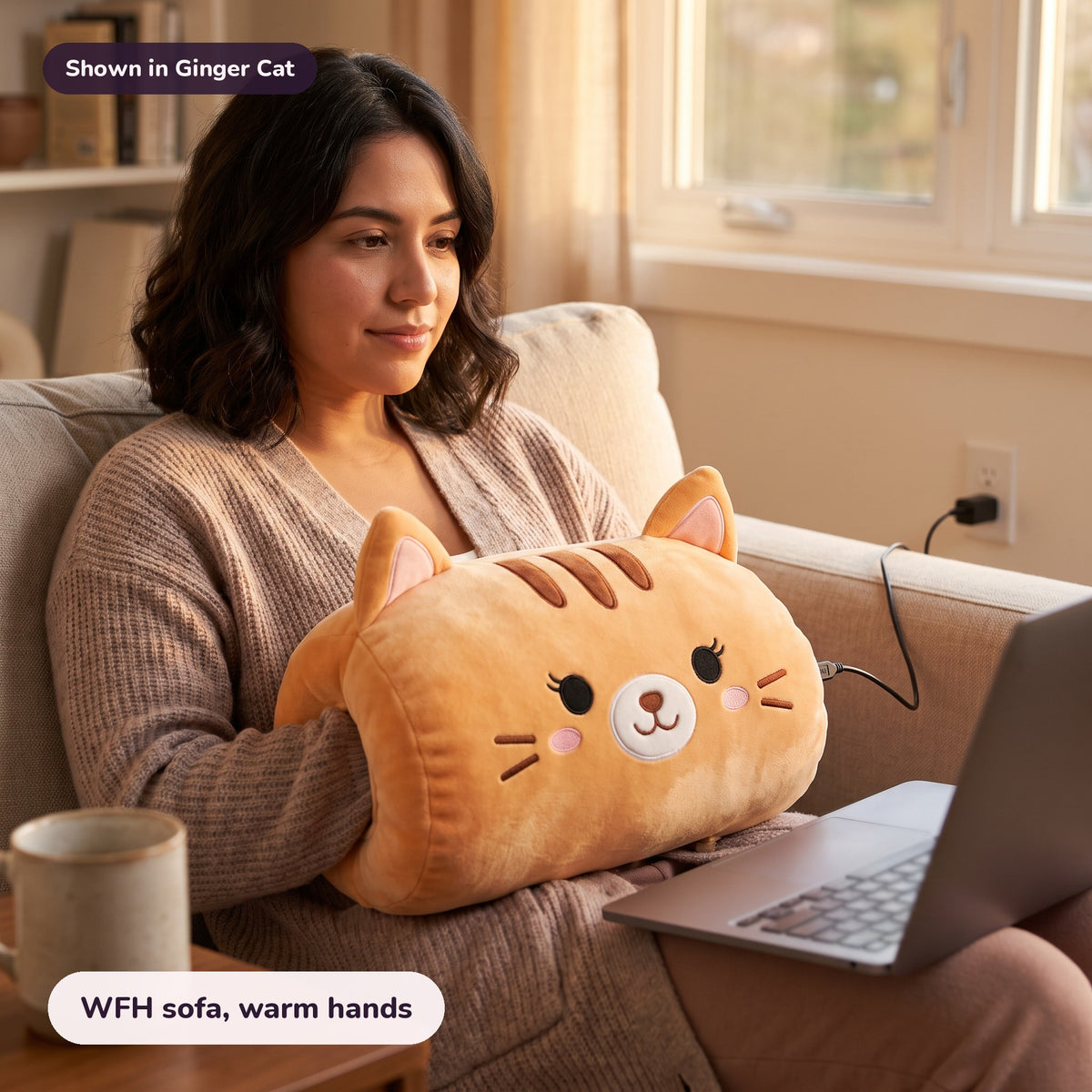 Snugglet Nap Buddy in Ginger Cat: WFH sofa, warm hands