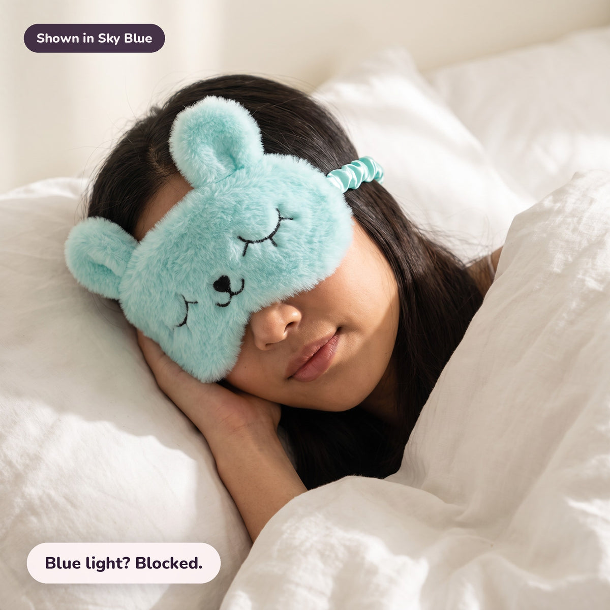 Snugglet Nap Bunny in Sky Blue: Blue light? Blocked.