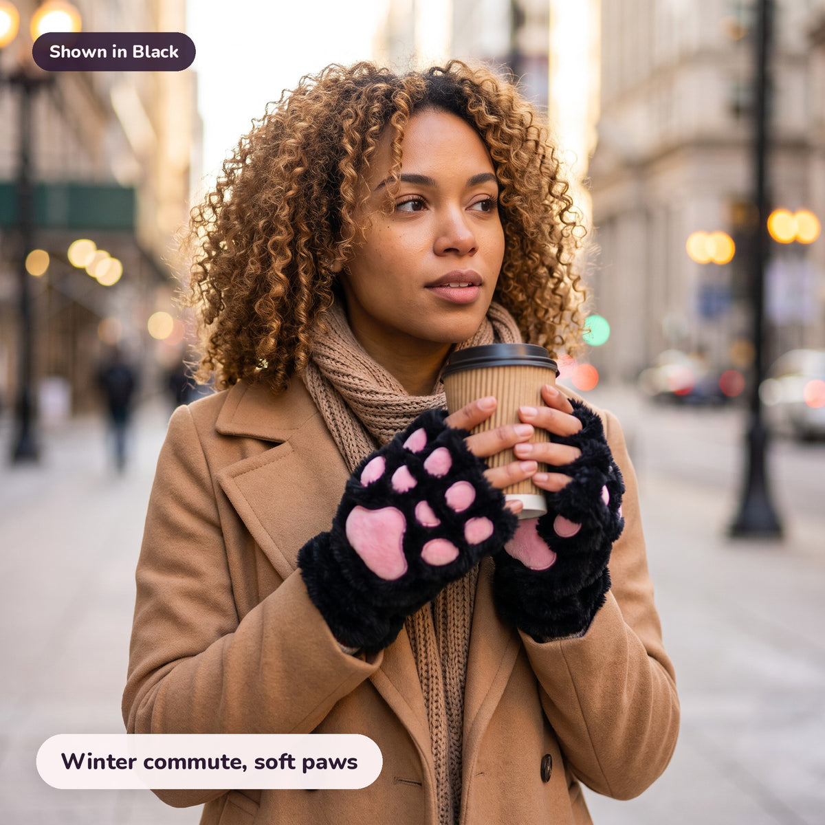 Snugglet Paw Gloves in Black: Winter commute, soft paws