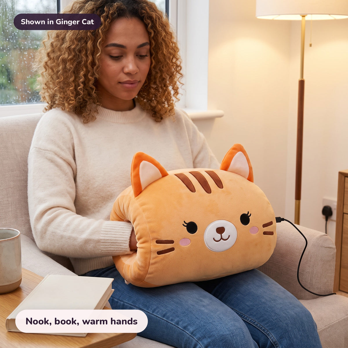 Snugglet Nap Buddy in Ginger Cat: Nook, book, warm hands
