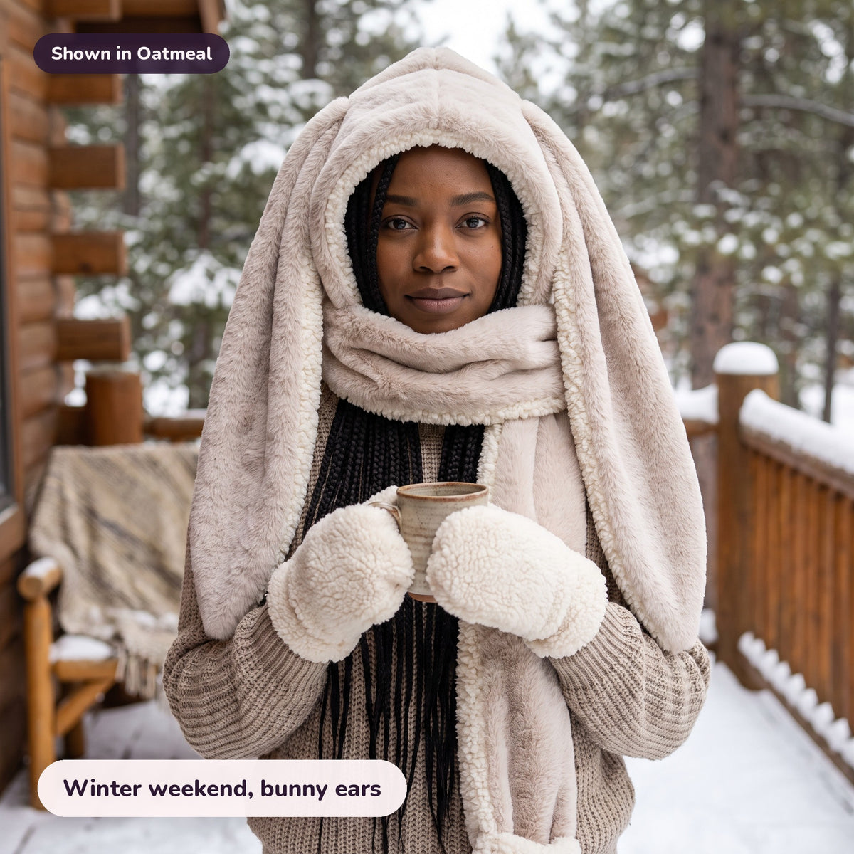 Snugglet Bunny Set in Oatmeal: Winter weekend, bunny ears