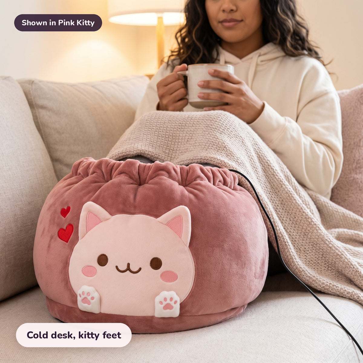 Snugglet Paw Warmer in Pink Kitty: Cold desk, kitty feet