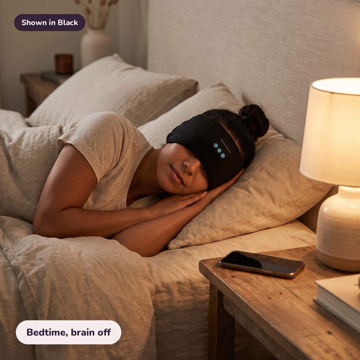 Snugglet Dreamband in Black: Bedtime, brain off