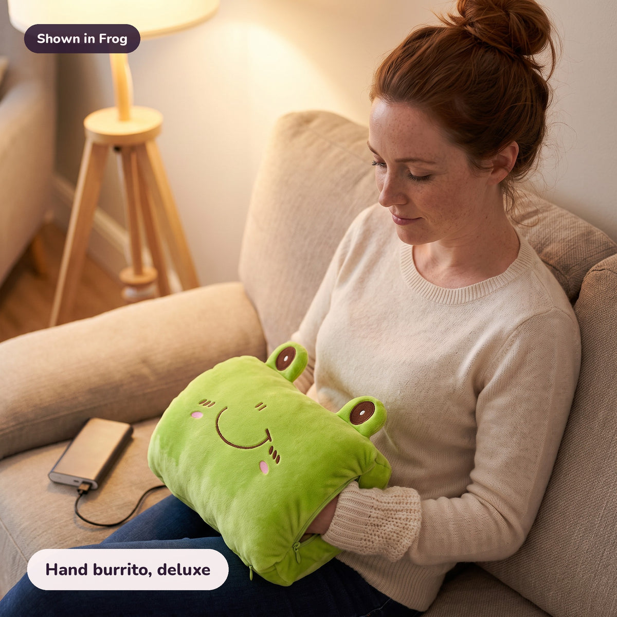 Snugglet Nap Buddy in Frog: Hand burrito, deluxe