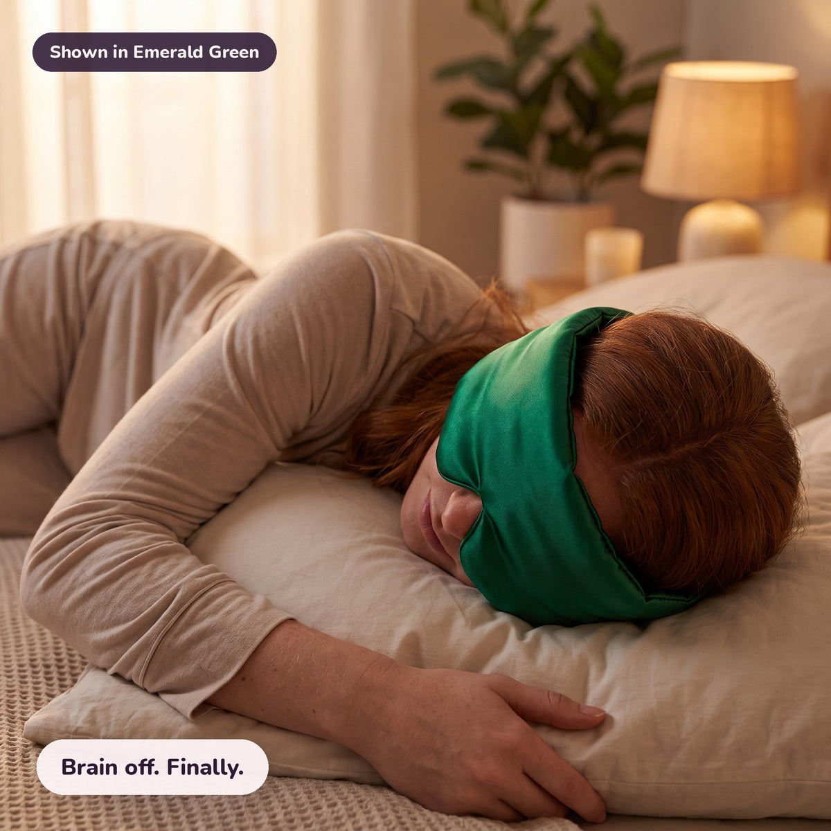 Snugglet Hush Mask in Emerald Green: Brain off. Finally.