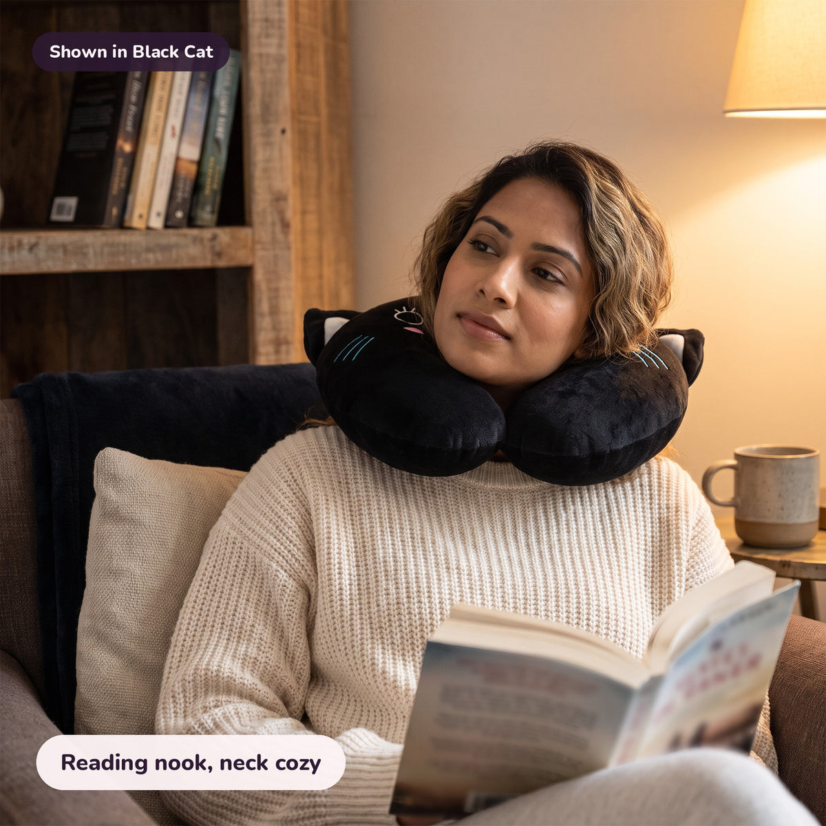 Snugglet Snooze Ring in Black Cat: Reading nook, neck cozy