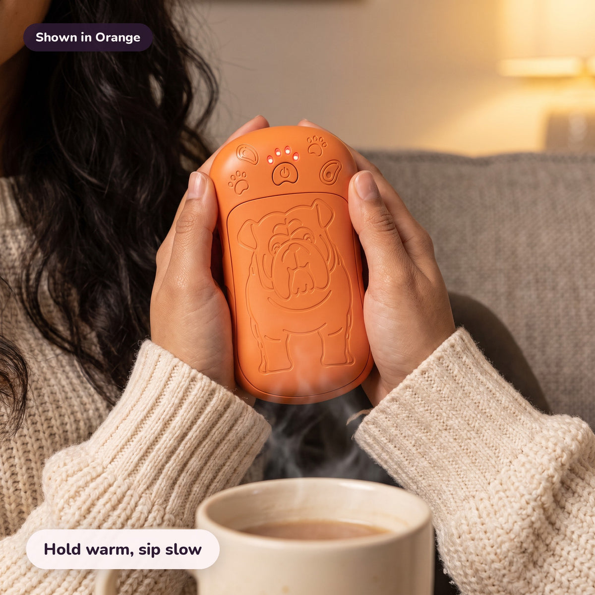 Snugglet Pup Warmer in Orange: Hold warm, sip slow