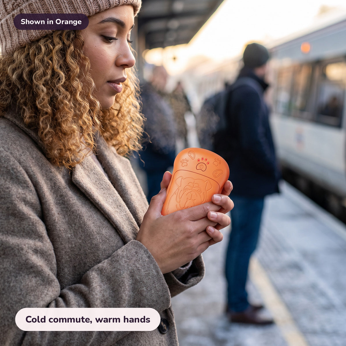 Snugglet Pup Warmer in Orange: Cold commute, warm hands