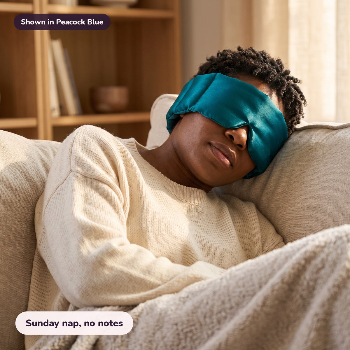 Snugglet Hush Mask in Peacock Blue: Sunday nap, no notes