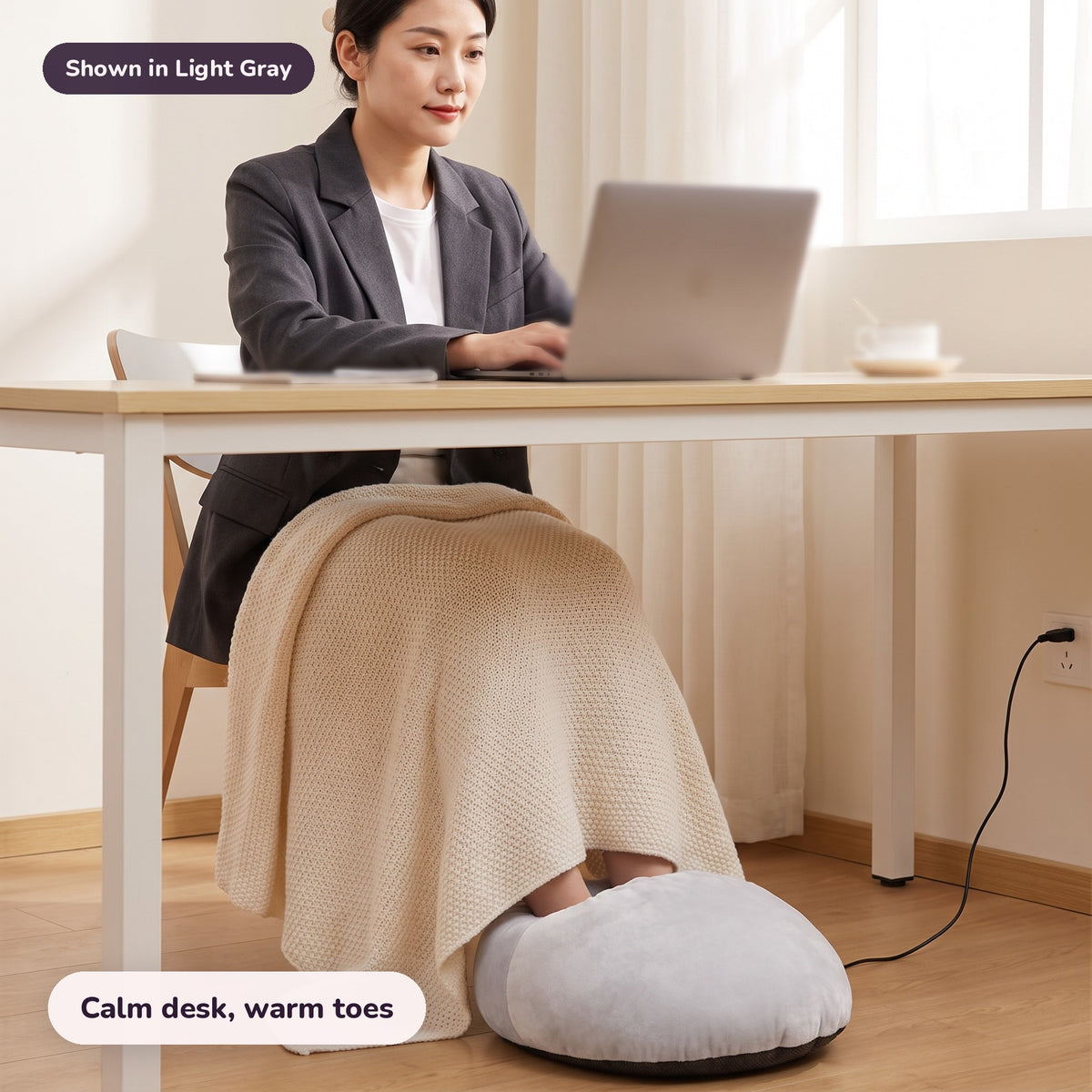 Snugglet Paw Warmer in Light Gray: Calm desk, warm toes