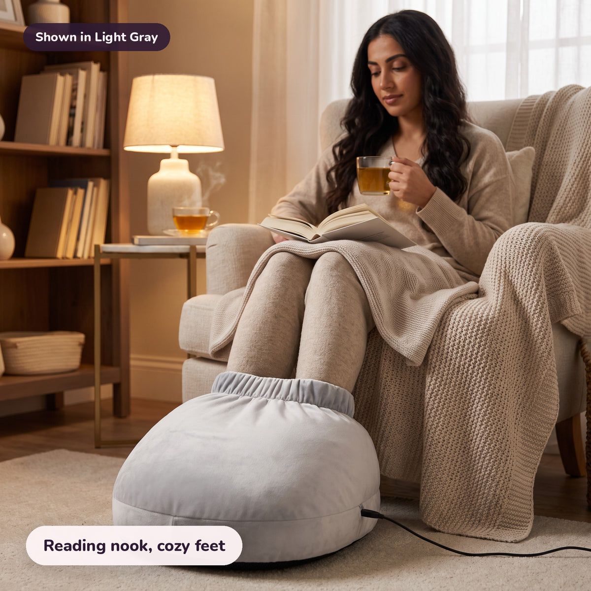 Snugglet Paw Warmer in Light Gray: Reading nook, cozy feet