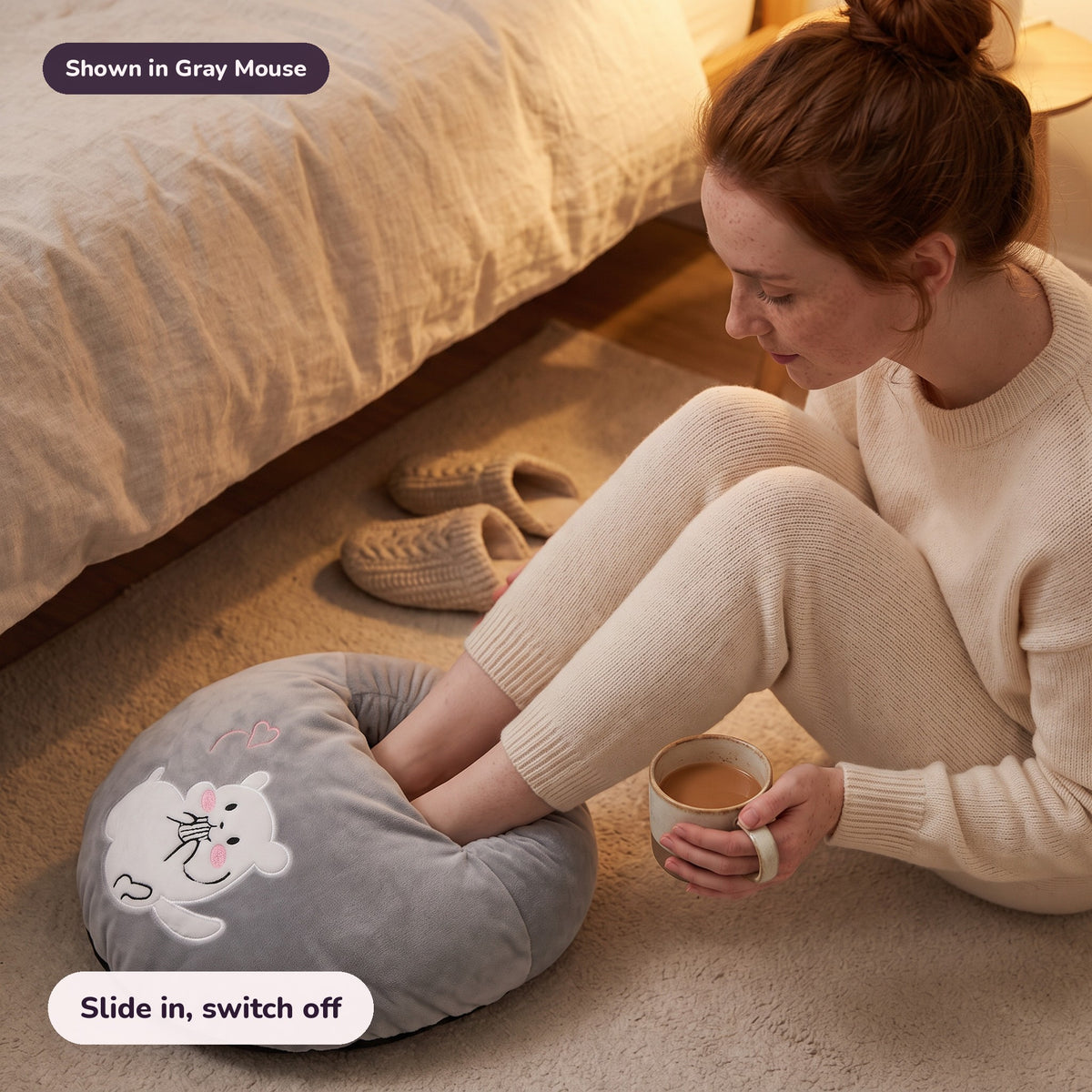 Snugglet Kitty Toes in Gray Mouse: Slide in, switch off