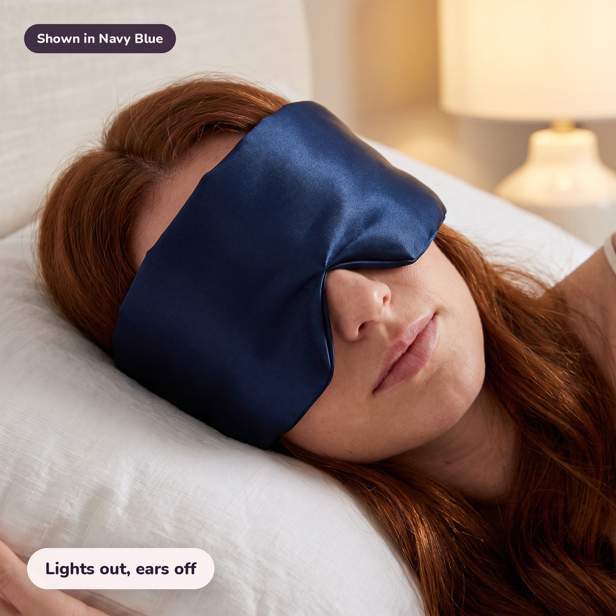 Snugglet Hush Mask in Navy Blue: Lights out, ears off