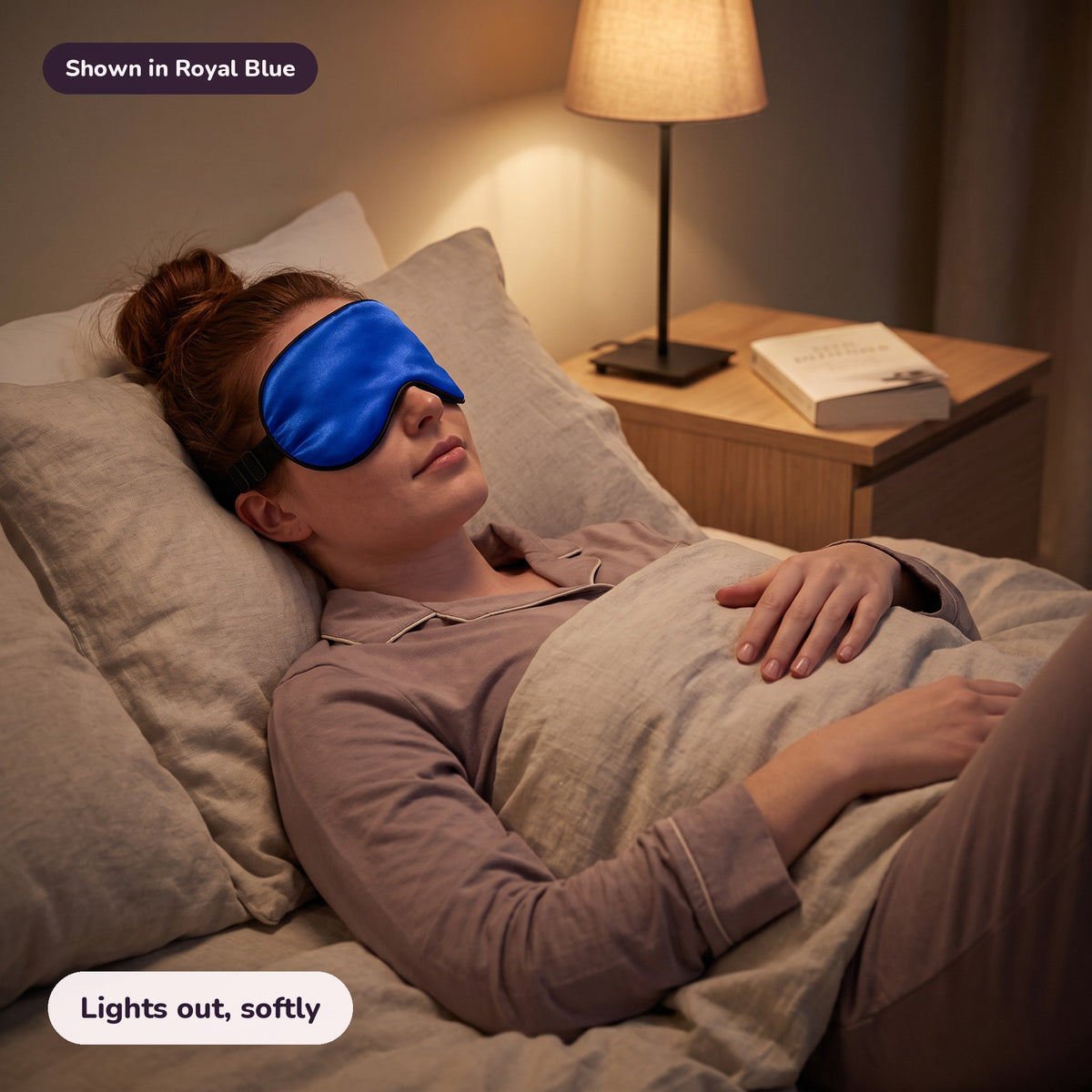 Snugglet Silky Mask in Royal Blue: Lights out, softly